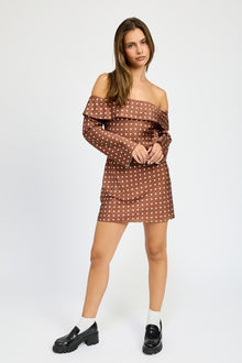  Mocha Polka Dot Mini Dress