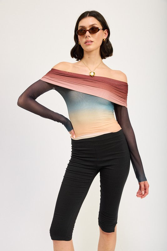 Abstract Multi Off Shoulder Top