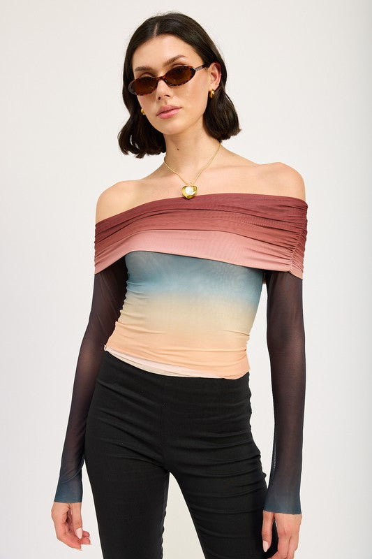 Abstract Multi Off Shoulder Top