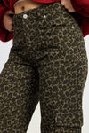 Grey Leopard Wide Leg Cargo Pants