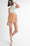 Floral Wrapped Skort Drawstring Tie