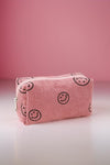 Smiley Face Corduroy Cosmetic Pouch