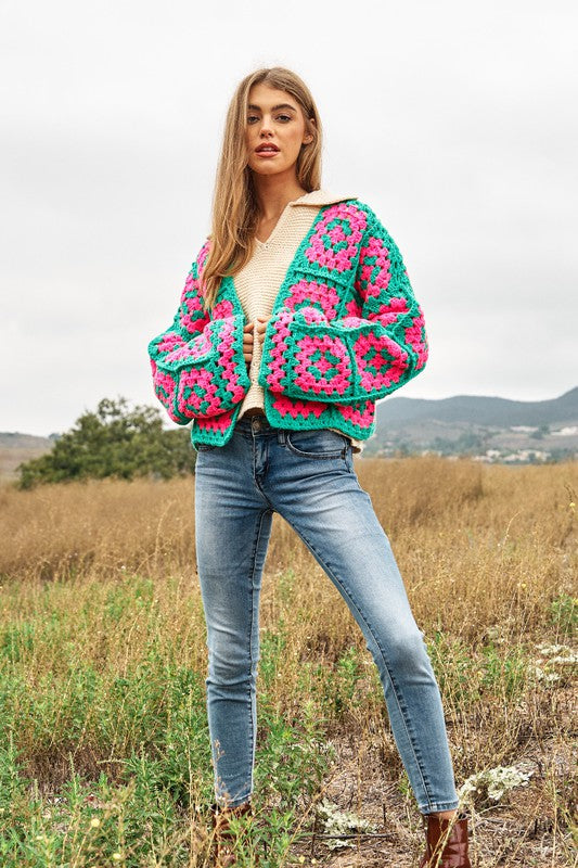 Leila Crochet Open Knit Cardigan