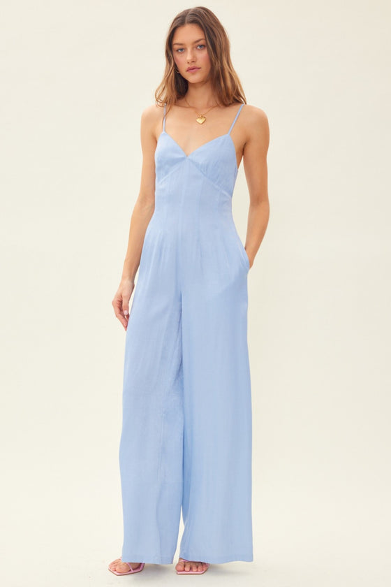 Drawstring Sleeveless Wide Leg Jumpsuit