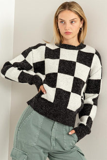  Bold Checkered L/S Sweater