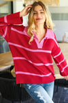 Crimson Pink Collared Sweater