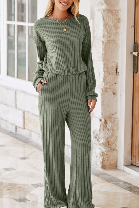 Round Neck L/S Jumpsuit