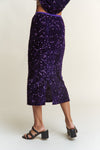 Royal Sequin Slit Midi Skirt