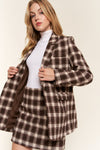 Plaid Brushed One Button Blazer