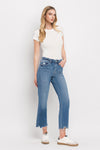 High Rise Frayed Hem Straight Jeans