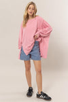 French Terry Long Sleeve High-Low Slit Sweatshirt