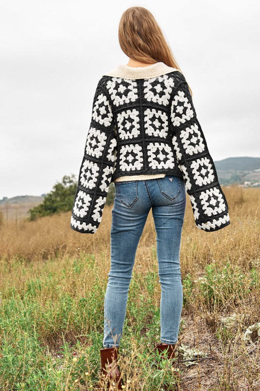 Leila Crochet Open Knit Cardigan