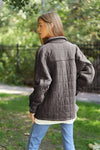 Solid Mineral Wash Quilted Shacket