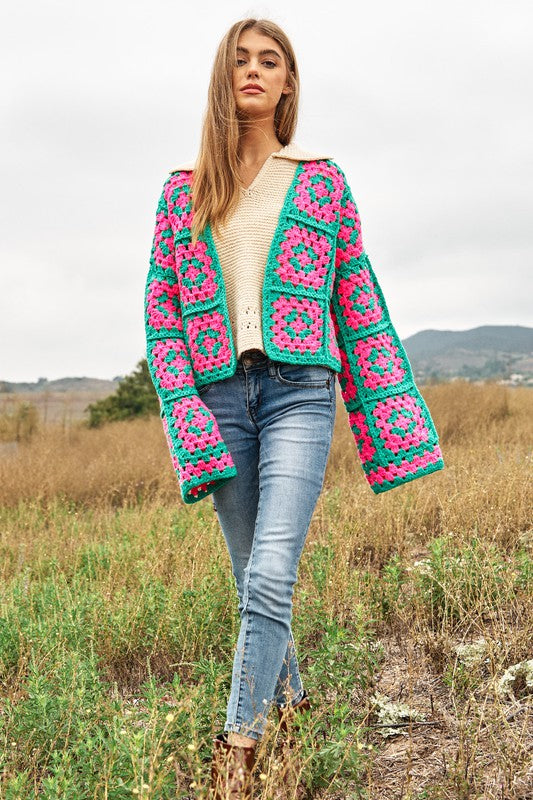 Leila Crochet Open Knit Cardigan