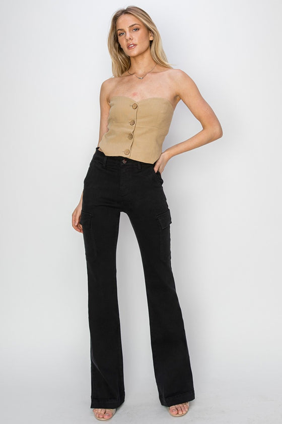 High Rise Side Slit Bootcut Jeans