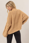 Taupe Cable Knit V-Neck Sweater