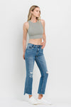 Mid Rise Distressed Cropped Flare Jeans