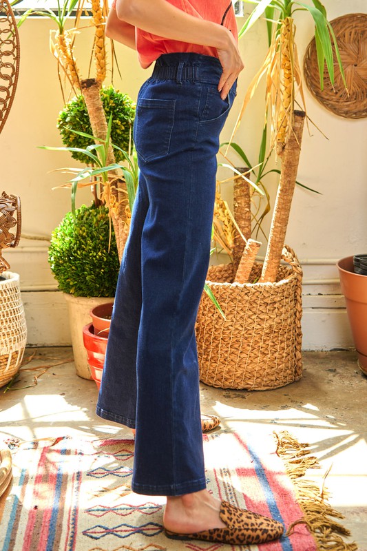 High Waist Button Wide Leg Jeans