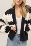 Scallop Striped Open Front L/S Cardigan