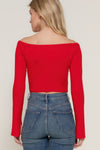 Lily Flare Sleeve Top in Red