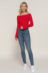 Lily Flare Sleeve Top in Red