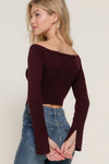 Lily Flare Sleeve Top in Maroon