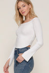 Lily Flare Sleeve Top in White