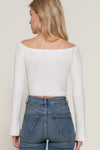 Lily Flare Sleeve Top in White