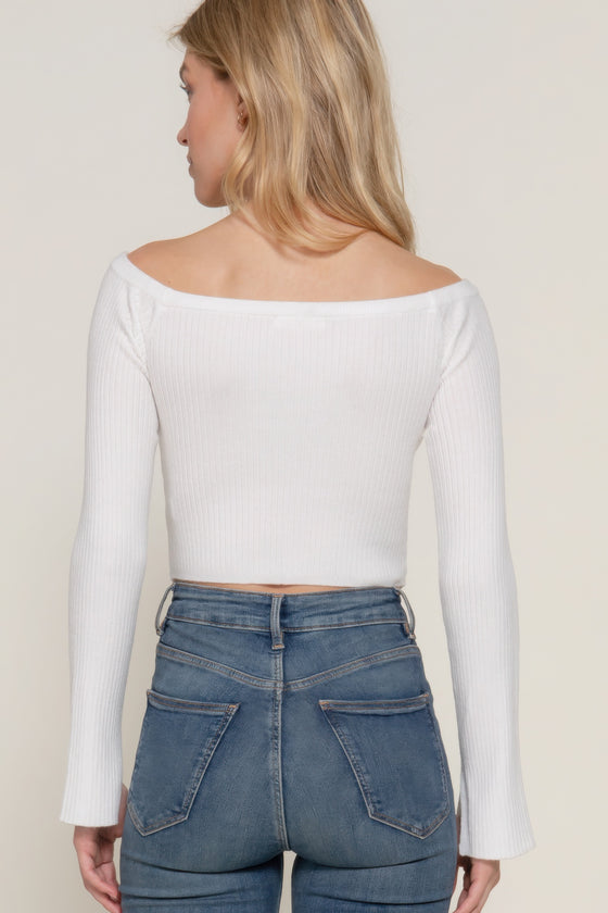 Lily Flare Sleeve Top in White