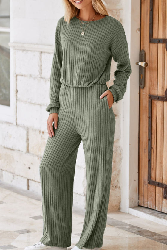 Round Neck L/S Jumpsuit