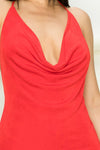 Cowl Halter Neck Backless Mini Dress