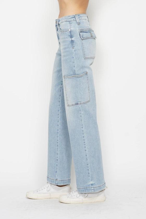 High Waist Straight Cargo Jeans