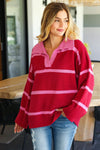 Crimson Pink Collared Sweater