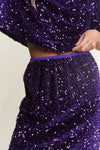 Royal Sequin Slit Midi Skirt