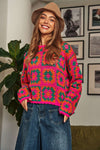 Crochet Patchwork Pullover Sweater