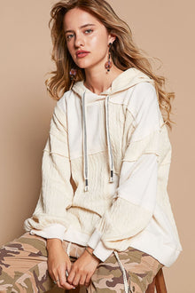  Cream Hooded Knit Top