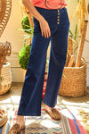 High Waist Button Wide Leg Jeans