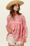 Mauve Floral Lace L/S Top