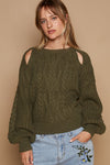 Cable Knit Cutout Long Sleeve Sweater