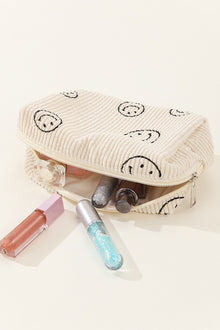  Smiley Face Corduroy Cosmetic Pouch