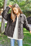 Solid Mineral Wash Quilted Shacket