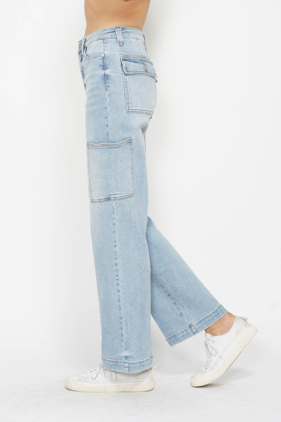 High Waist Straight Cargo Jeans