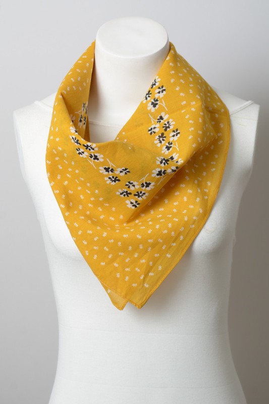 Dot and Floral Border Bandana Scarf