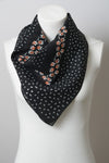 Dot and Floral Border Bandana Scarf