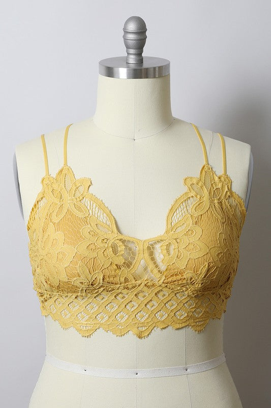 Padded Crochet Lace Longline Bralette