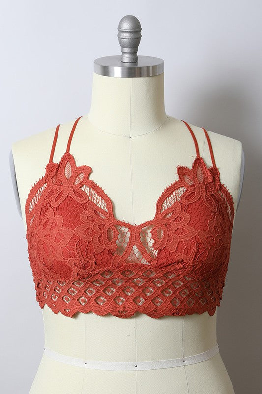 Padded Crochet Lace Longline Bralette