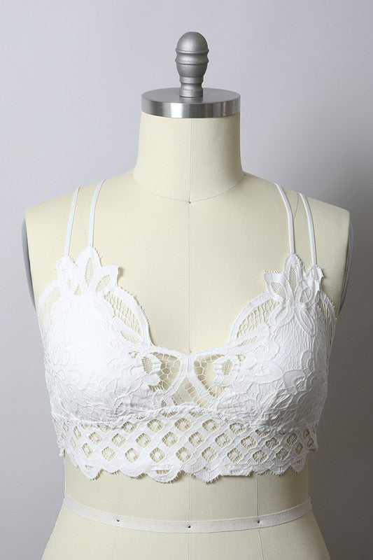 Padded Crochet Lace Longline Bralette