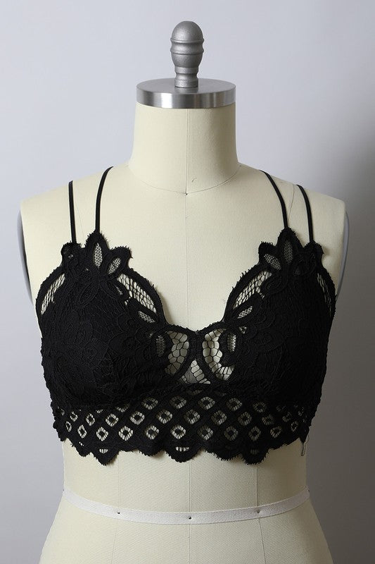 Padded Crochet Lace Longline Bralette