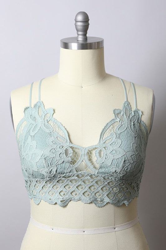 Padded Crochet Lace Longline Bralette