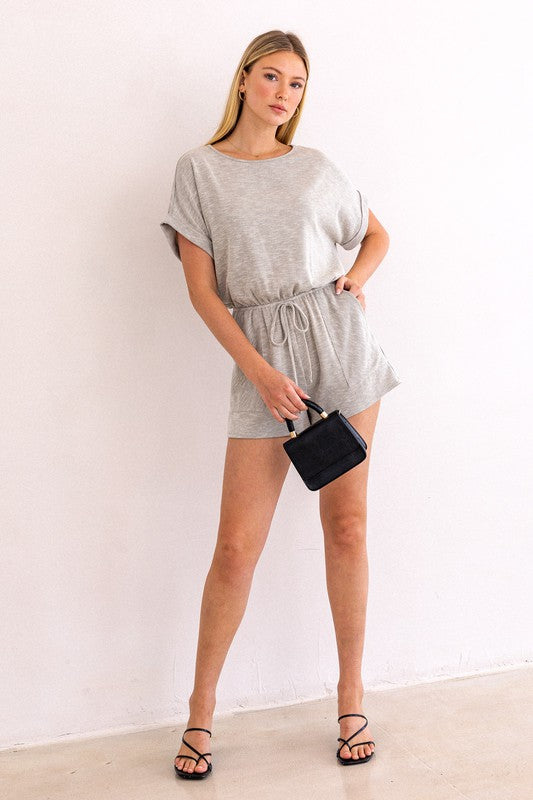 Short Roll Up Sleeve Romper